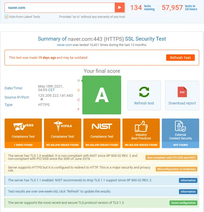 SSL 보안등급 확인 사이트 15 ssl 보안등급테스트 naver2